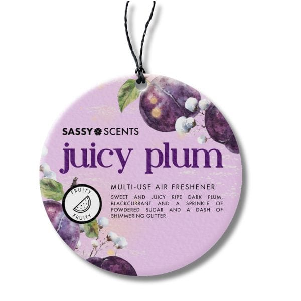 Juicy Plum Hanging Car Freshener - Sassy Shop Wax