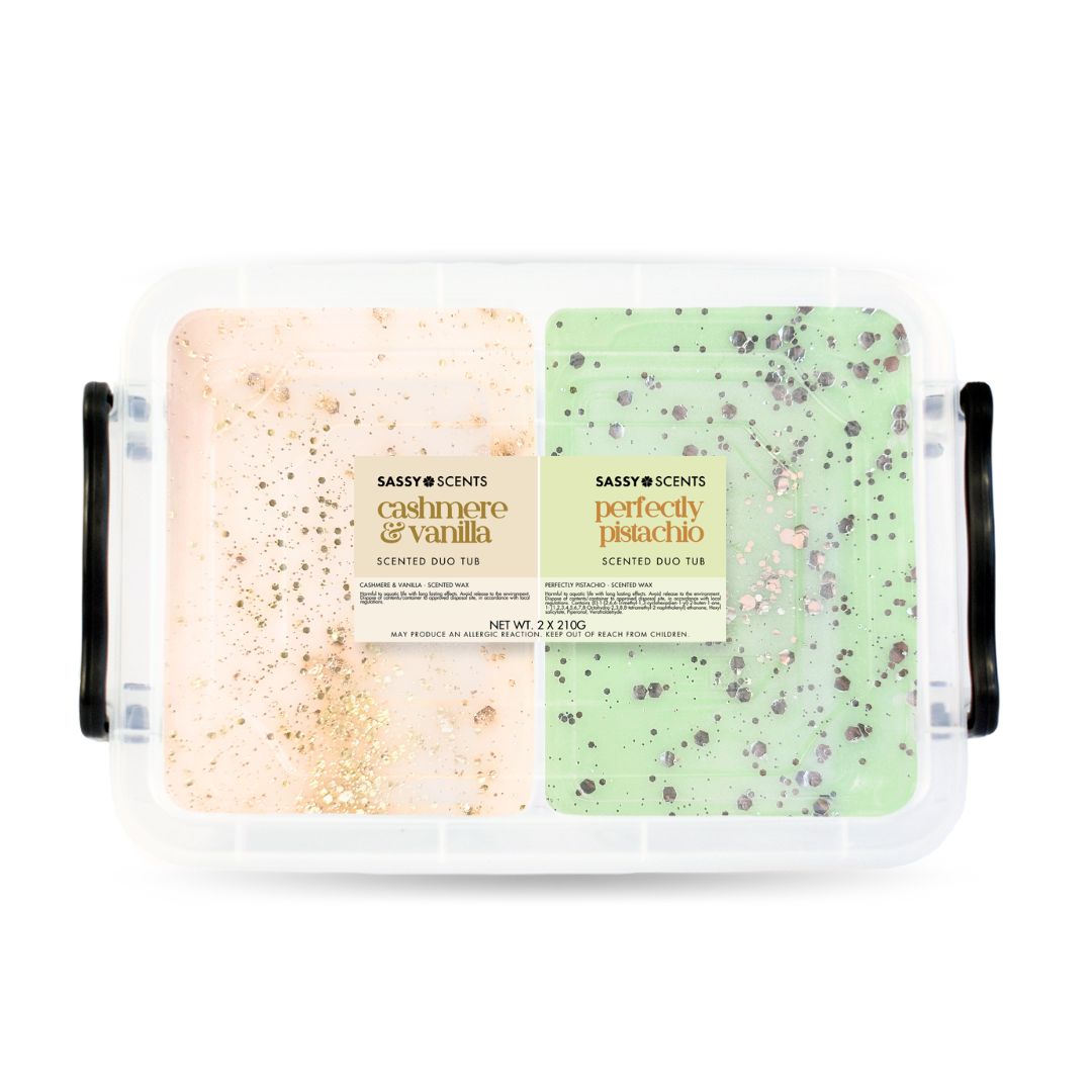 Cashmere and Vanilla / Perfectly Pistachio Duo Tub - Sassy Shop Wax