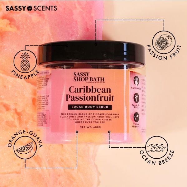 Caribbean Passionfruit Sugar Body Scrub - Sassy Shop Wax