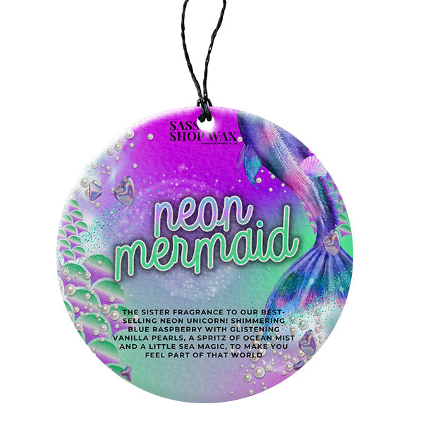 Neon Mermaid Hanging Car Freshener - Sassy Shop Wax