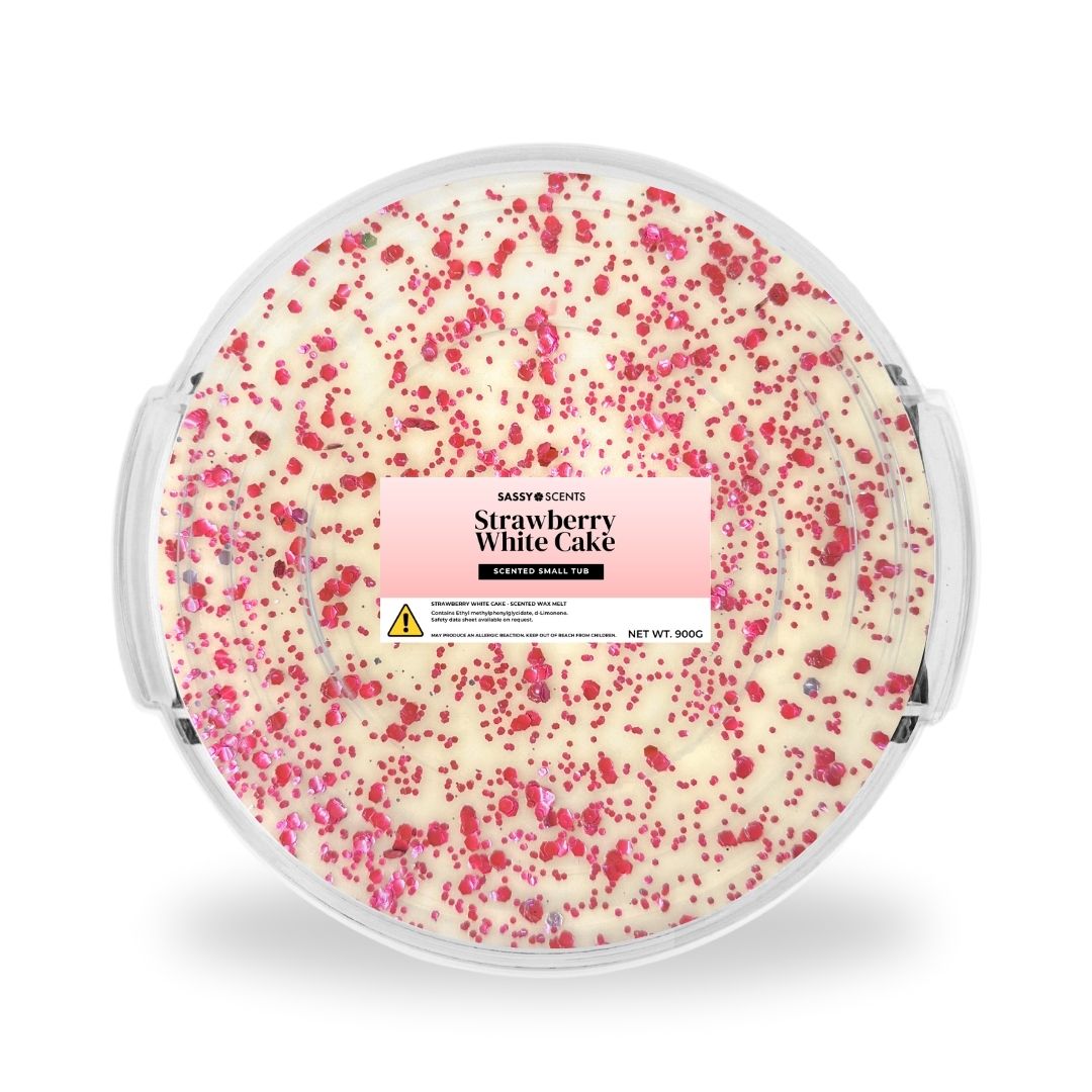 Strawberry White Cake Grande Tub, Round 900g - Sassy Shop Wax