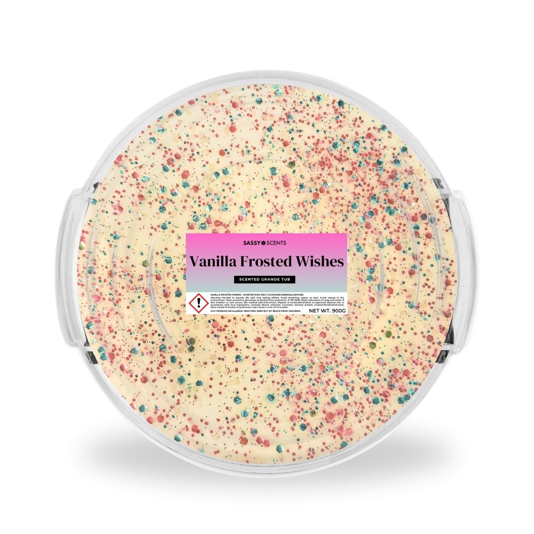 Vanilla Frosted Wishes Grande Tub, Round 900g - Sassy Shop Wax