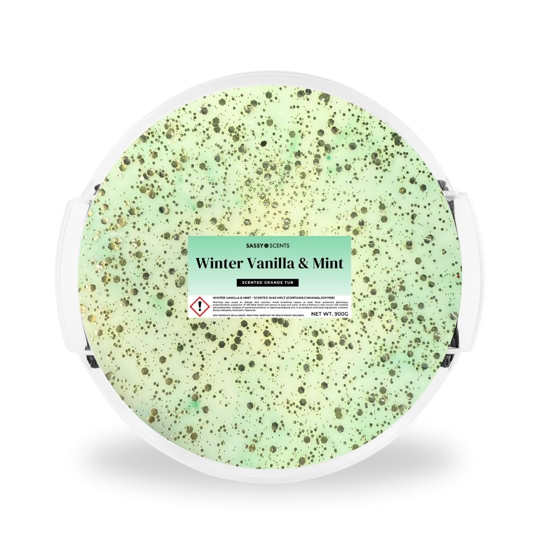 Winter Vanilla & Mint Grande Tub - Round 900g - Sassy Shop Wax