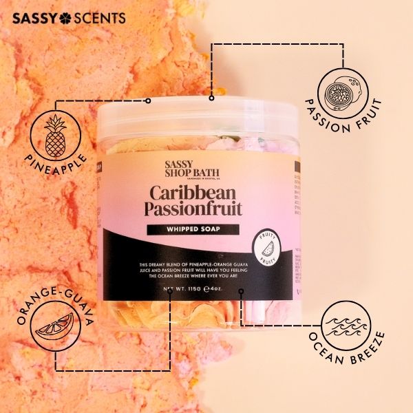 Caribbean Passionfruit Whipped Soap - Sassy Shop Wax