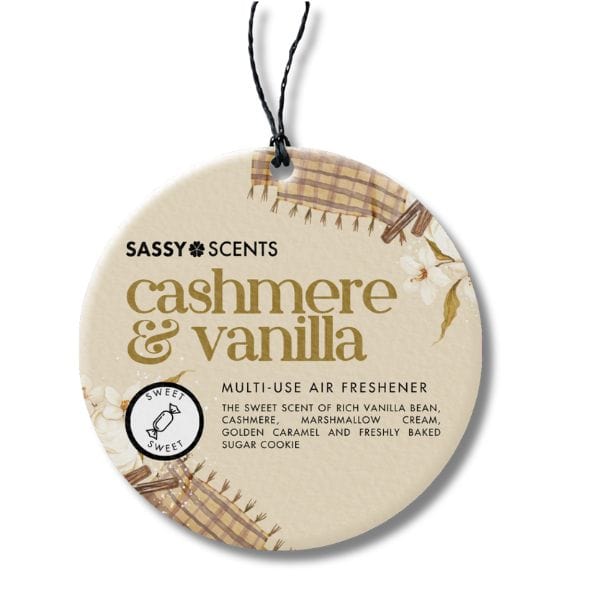 Cashmere & Vanilla Hanging Car Freshener - Sassy Scents