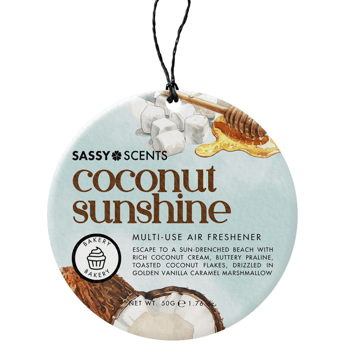 Coconut Sunshine Hanging Car Freshener - Sassy Scents