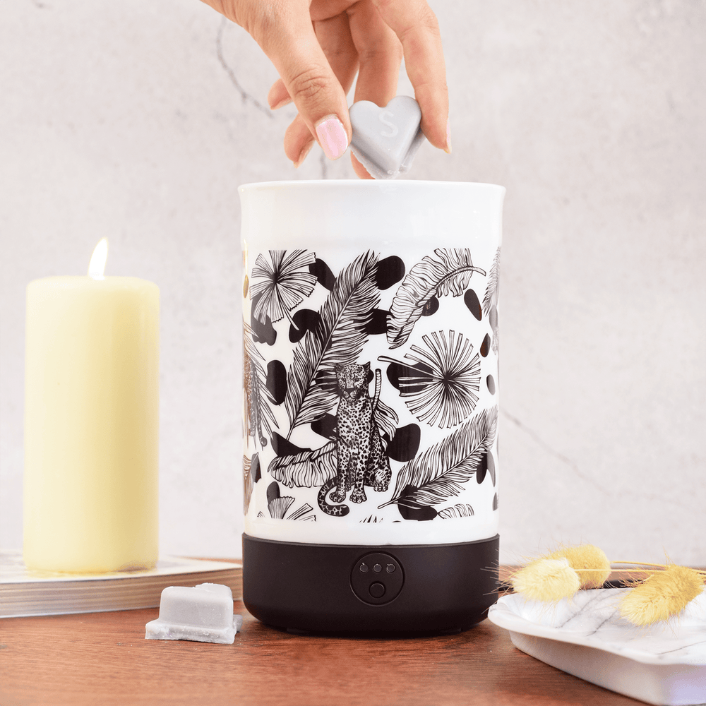 Original Wax Warmer - Electric Wax Burner in Jungle Print and Black Base - Sassy Scents