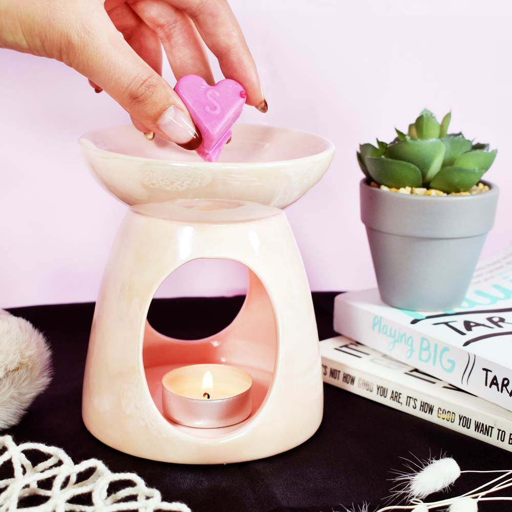 Pink Oval Tealight Wax Melt Warmer - Sassy Shop Wax